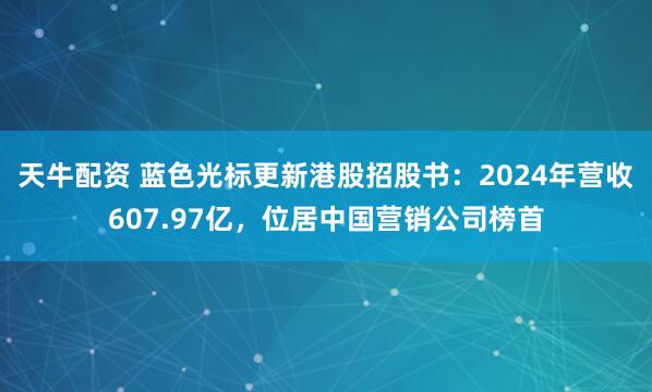 天牛配资 蓝色光标更新港股招股书：2024年营收607.97亿，位居中国营销公司榜首